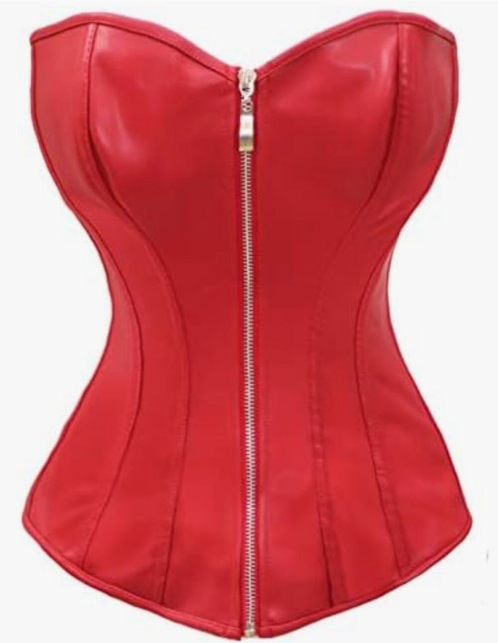 NWT Fashion Costumes Faux leather Cherry Red corset Size S